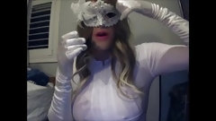 carnaval video: Masked Girl in White Pt4! A shy masked girl shows you her carnival mask :3