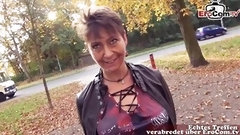 public video: Naughty MILF is sucking cock and having sex in this public park