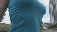 braless video: Braless babe flashes her hot tits in public