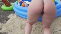 swimsuit video: Huge ass redhead girlfriend made beach for interracial cock riding with BBC ex boyfriend