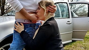 ukrainian video: Sucking in city park, swallowing cum