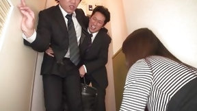 asian hardcore video: Japanese milf slut gives her cunt to her husband's coworker at dinner time!