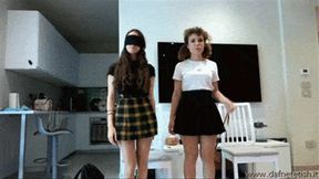clothespin video: Sara e Maggie: l'esame - Sara and Maggie: the exam (Embarassed naked female, Humiliation)
