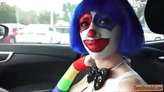 clown video: Stranded party clown Mikayla public sex