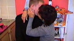 russian hot mom video: Russian neighbor MILF let me eat her hairy pussy in the kitchen