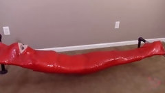 wrapped bondage video: Cute brunette in floating wrap