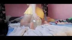 balloon video: Balloon fetish blown and sit pop,balls in pussy