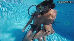 underwater video: Super hot underwater girls stripping and masturbating