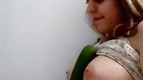 iranian video: Iranian girl has fun with a cucumber
