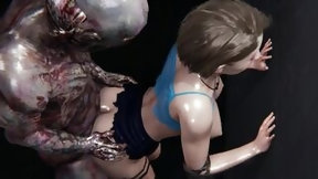 hentai monster video: Jill Valentine Resident Evil Anal Zombie Fuck and Deepthroat, ATM, Squirting 3D Hentai