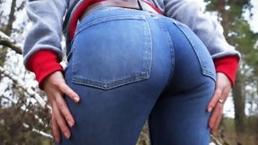 jeans video: Petite Girl In Tight Blue Jeans Tease Her Big Ass Outdoors