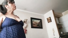 bbw mom video: stepson asks stepmom to watch her vagina and titties to offer himself a hand job
