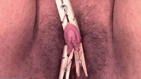 clothespin video: big clit stroking and torment (720 mp4)