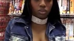 shop video: Super Big Tit Black Babe Fucks In Sex Shop!