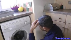 plumber video: Classy euro milf fucked by plumbers pipe