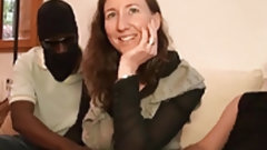mature amateur video: Sweet brunette enjoys salacious threesome interracial sex