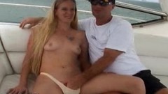 yacht video: Blonde bitch sucks cock on a fucking yacht