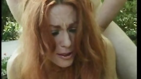 redhead video: Hot redhead MILF with tight body gets drilled outdoors