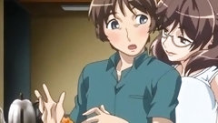 anime video: Two luscious MILFs with lavish bodies and beautiful breasts seduce and fuck a younger guy