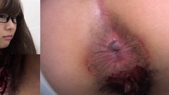 asian close up video: Menstruating teen pees