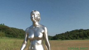 body painting video: Metallic body painting 001