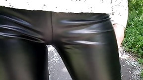 see through video: Heels 20 cm and leather leggings, walk in the park