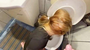 dtd video: Toilet Pee Fun Slppy Teen Blowjob PT 1