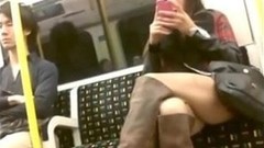 bulge video: Girls Watch Guy's Bulge on Train