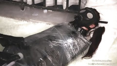 mummification video: Latex lesbian plastic wrap mummification