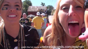 football video: Partying And Flashing Melons While Tailgating Outside Iowa City Football Game -Amateur Porn
