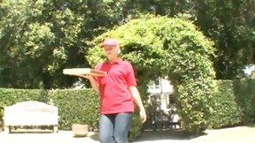 pizza delivery video: The pizza delivery girl.