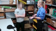 backroom video: Blondie amateur mall cop