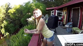 balcony video: Christening the Balcony With An Outdoor BJ