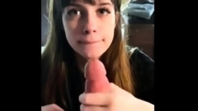 blowjob and cum video: Amateur teen blowjob and cumshot from a guy