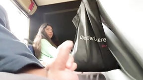 dick flash video: A stranger cutie jerked off and sucked my wang in a public bus full of people
