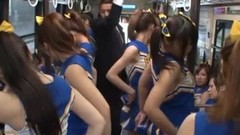 cheerleader video: Crazy Japanese Fuck Fest in Public Bus with Hot Cheerleaders