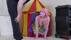 clown video: Bootyful female clown gets spanked and fucked hard in tight anal hole