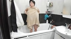 monster tits video: Fat milf with massive tits, Carol is having a shower in front of the camera