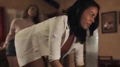 dark hair video: Ravishing MILF seduces a sensual ebony babe into lesbian pussy licking