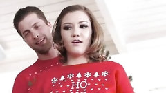 christmas video: Stepsister can't stop groping her brother during christmas photo session