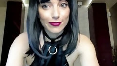 leather video: Black leather dress and hard nipples