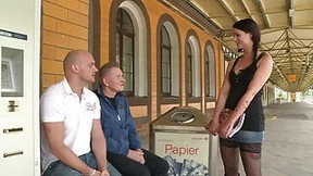 german in public video: 2 Strangers in a Train Station in Hamburg meet a pervert