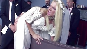 dress video: Blonde slut wants a last threesome before wedding