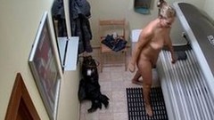 solarium video: Blonde Big Tits MILF Tannning her Body in Solarium