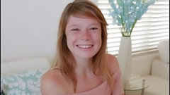adorable video: Cute Teen Redhead With Freckles Orgasms During Casting POV