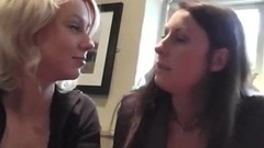 lesbian in homemade video: English mature nurses share cock in trio