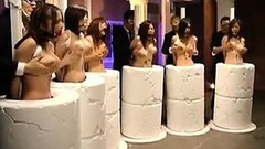 funny japanese video: Helpless Oriental babes getting their big hooters massaged