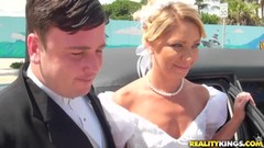wedding video: He fucks newlywed beauty in the limo