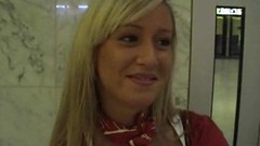 airport video: Blondsweety Stewardess in Airport Restroom