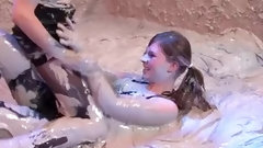 mud video: Hot Lesbian Ladies Catfighting in the Mud